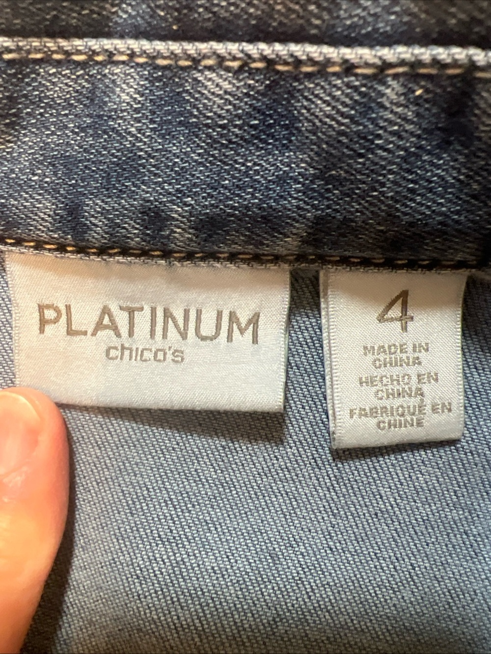 🤠 Chico’s Fringe Denim Jacket – Women’s 20/22 (Chico’s 4) Western Boho - Picture 4 of 9